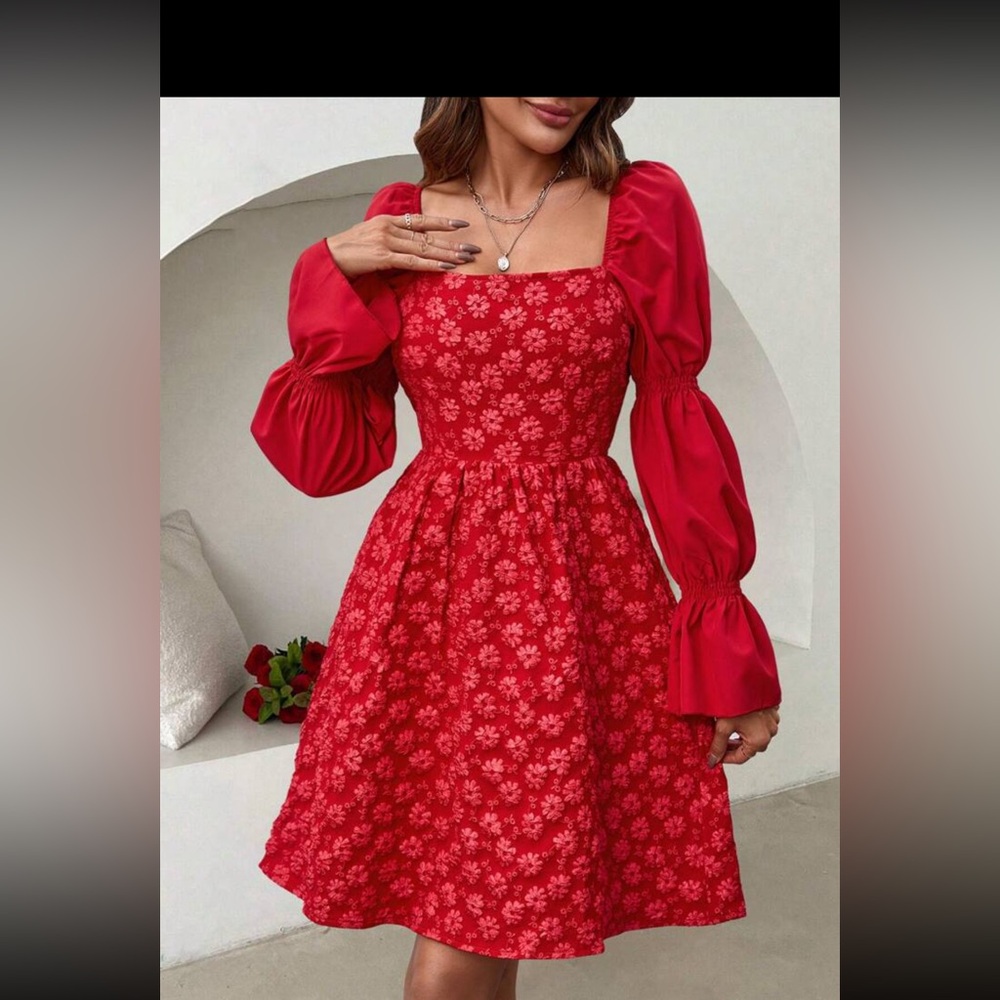 Red ruffle dress